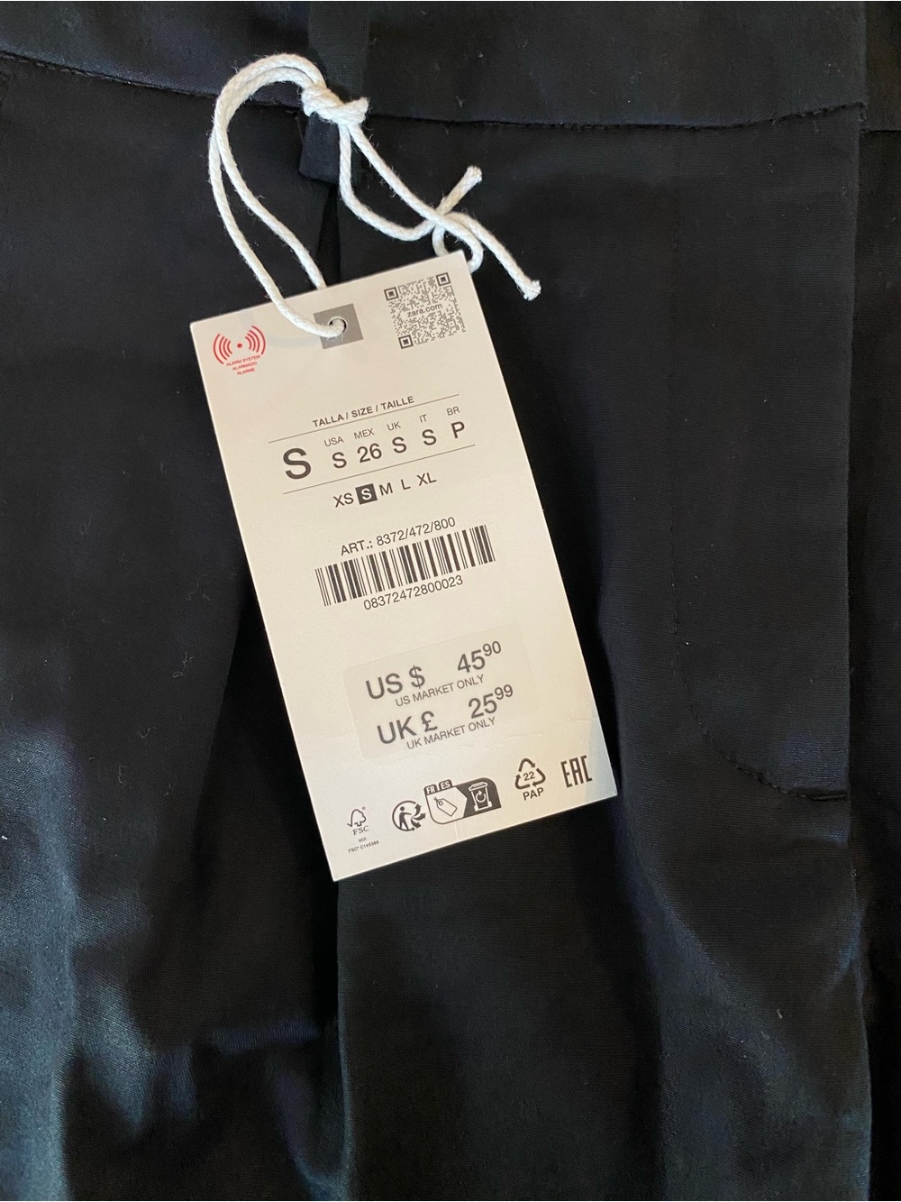 NEW ZARA HIGH-WAISTED SHORTS BLACK |Size Small| NWT - Picture 4 of 9
